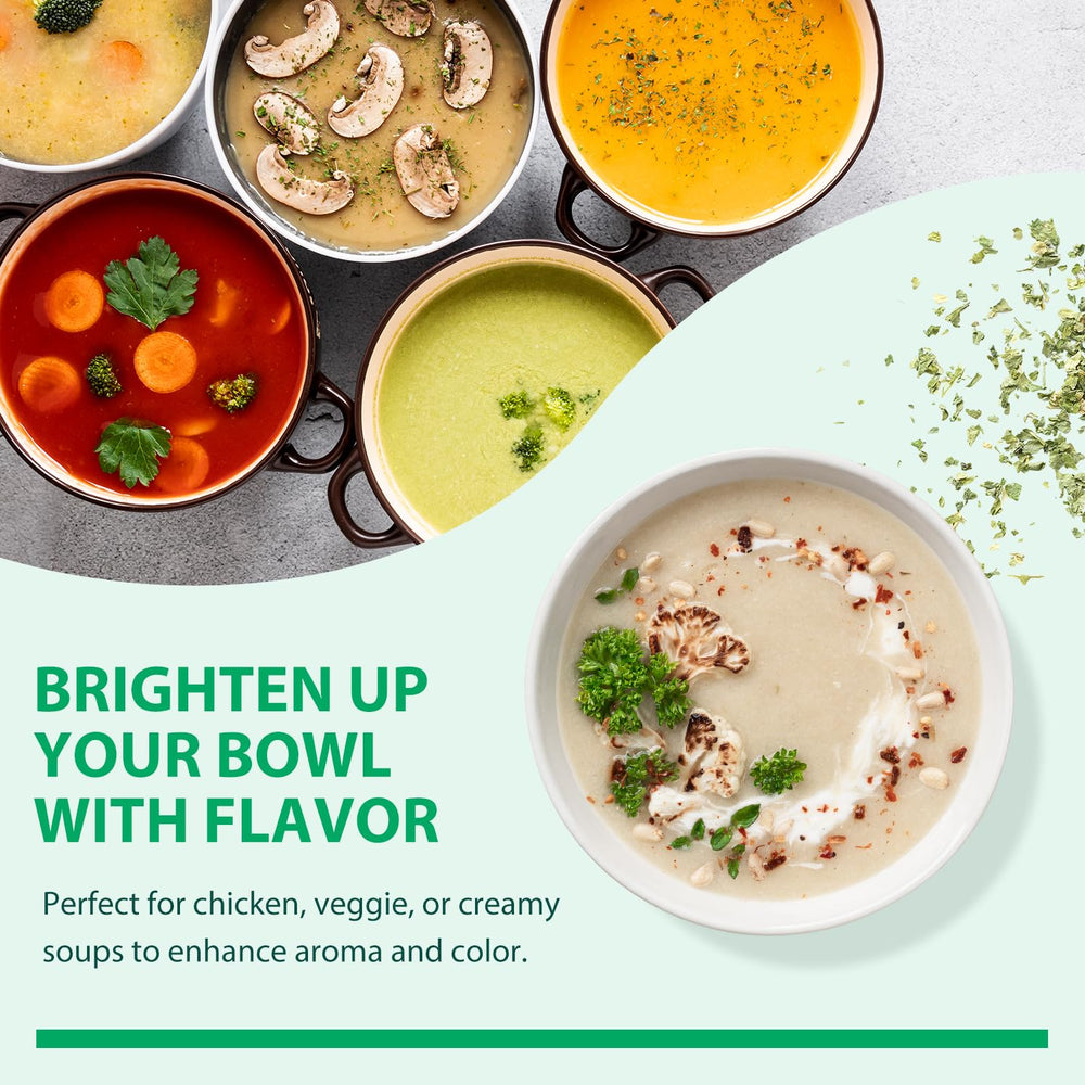 Soeos parsley flakes garnish bowl elevates presentation with fresh green specks.
