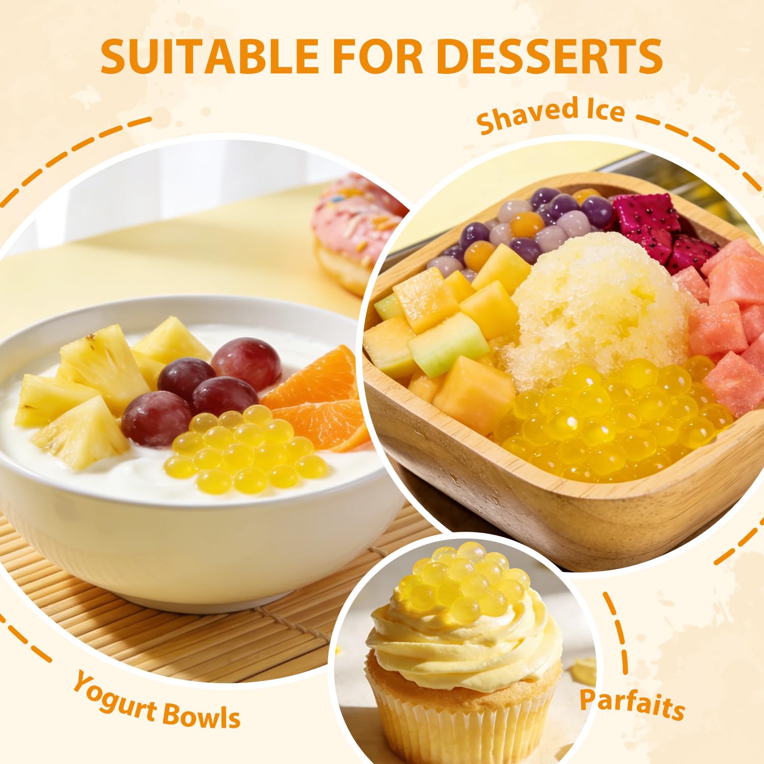 Soeos passion fruit popping boba yogurt parfait with juicy pearls