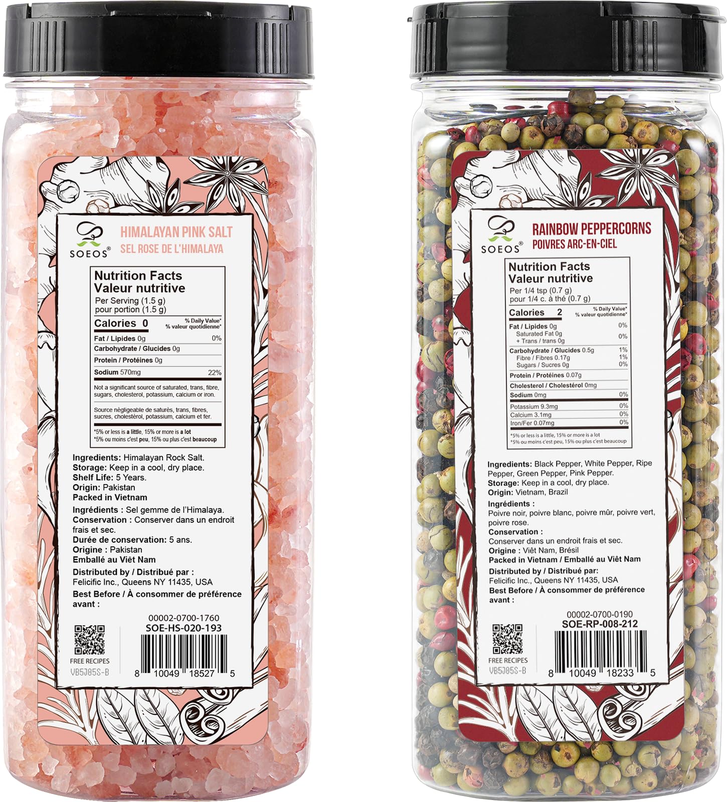 Soeos rainbow peppercorns mix adds color and bright pepper heat to dishes.