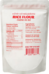 Soeos Rice Flour resealable bag closeup for freshness in baking and sauces.