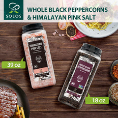 Soeos salt and pepper set packaging ready for kitchen use.