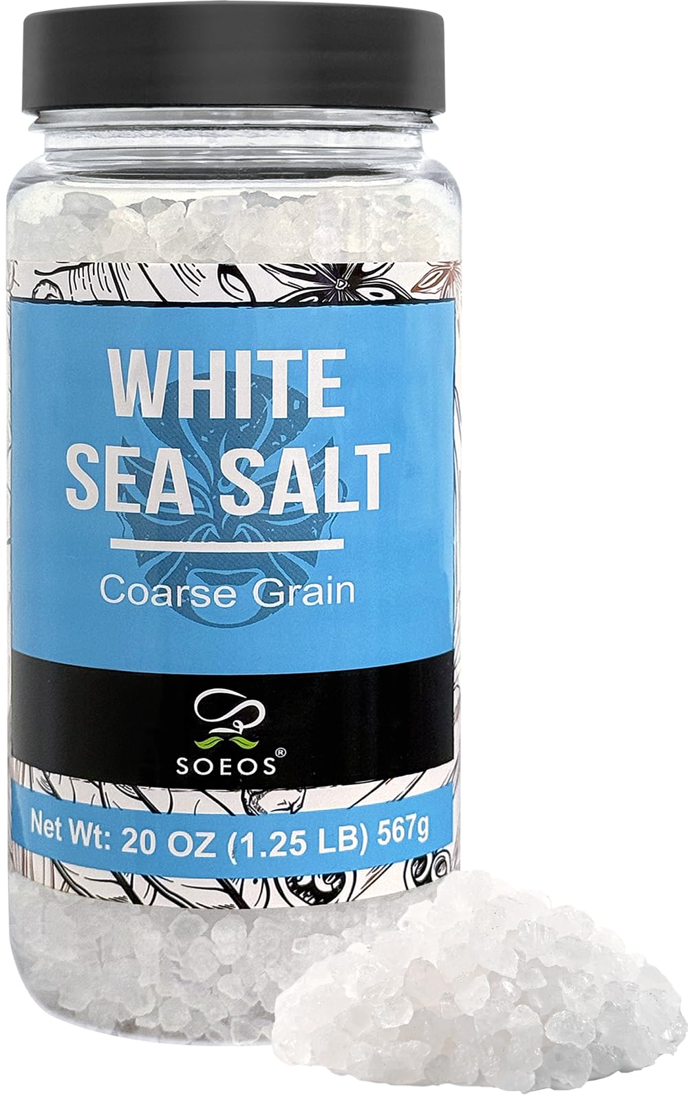 Soeos sea salt coarse bottle with crisp crystals for versatile seasoning