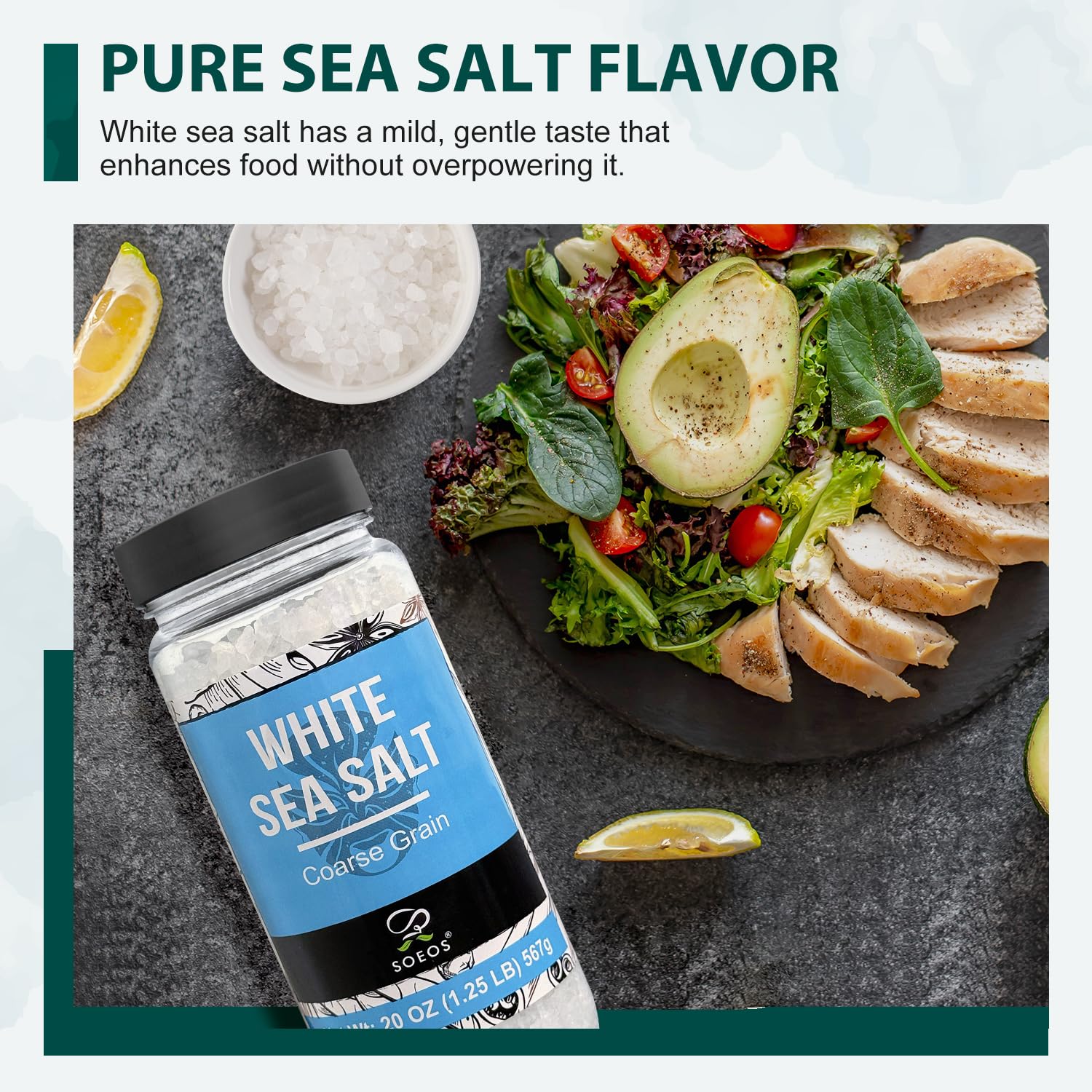 Soeos sea salt grinder refill setup ready for easy seasoning