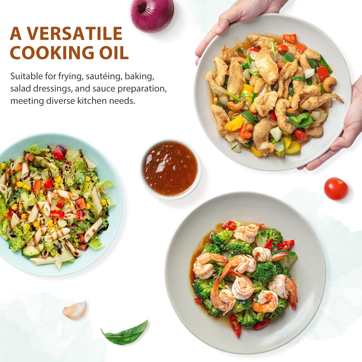 Soeos sesame oil dark color enhances plating and presentation.