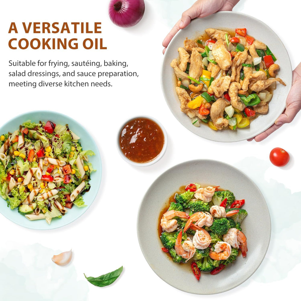 Soeos sesame oil dark color enhances plating and presentation.