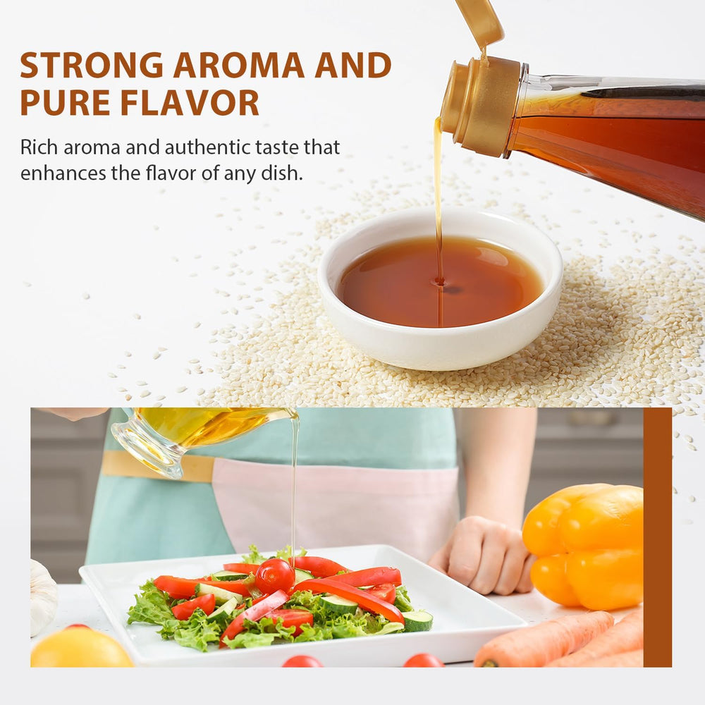 Soeos sesame oil flavoring for sauces, noodles, and soups.