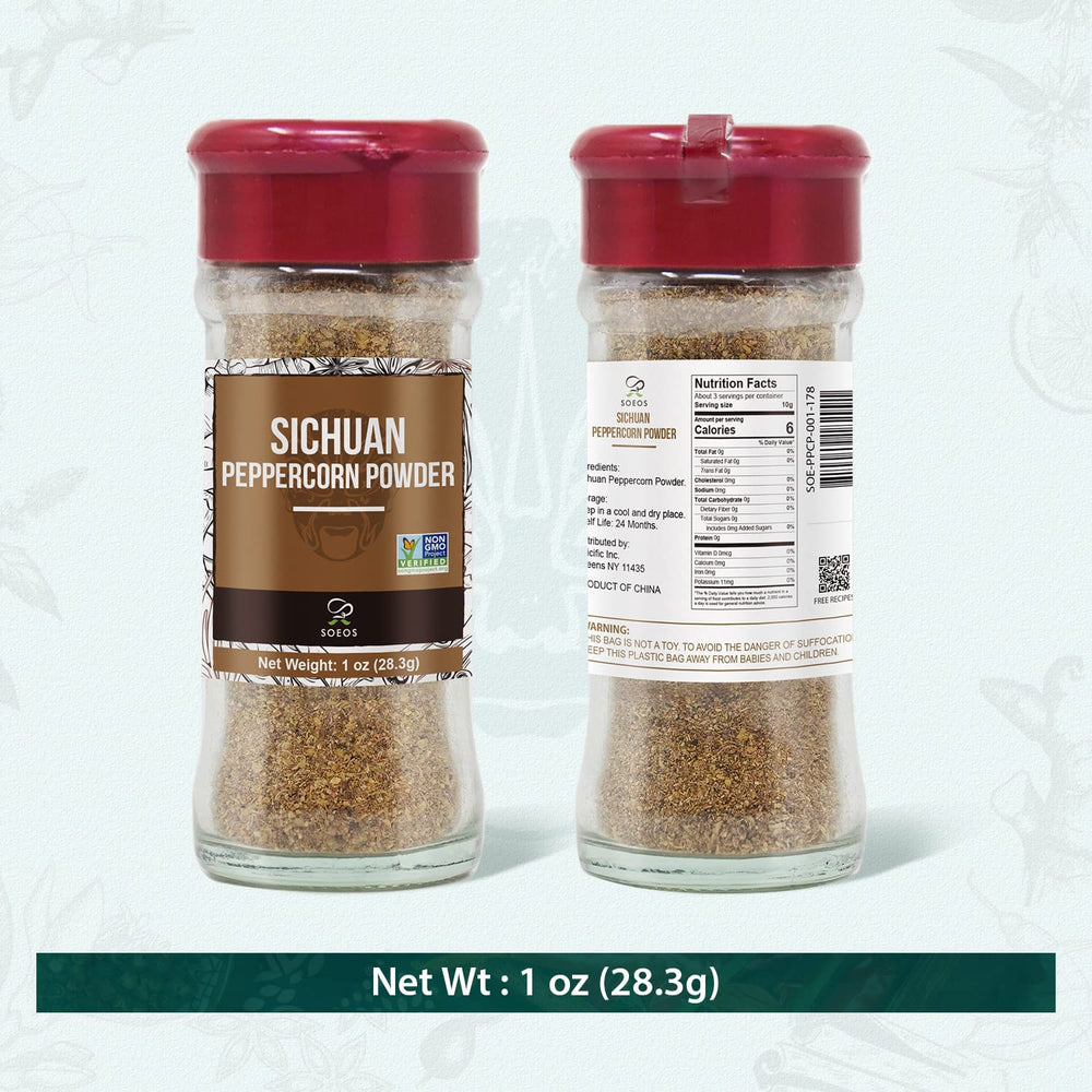 Soeos peppercorn powder in a bowl shows versatile kitchen staple.