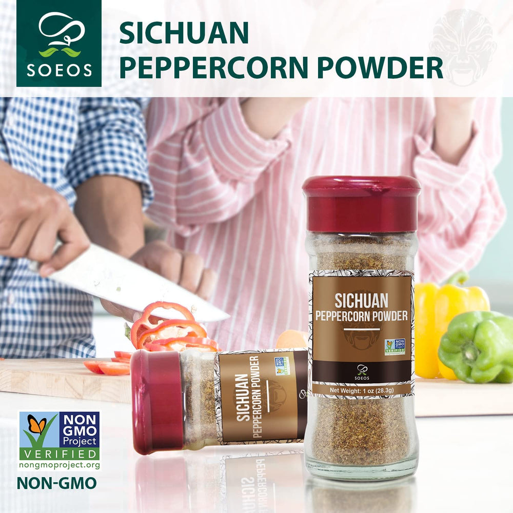 Soeos Sichuan peppercorn powder complements mapo tofu with authentic aroma.