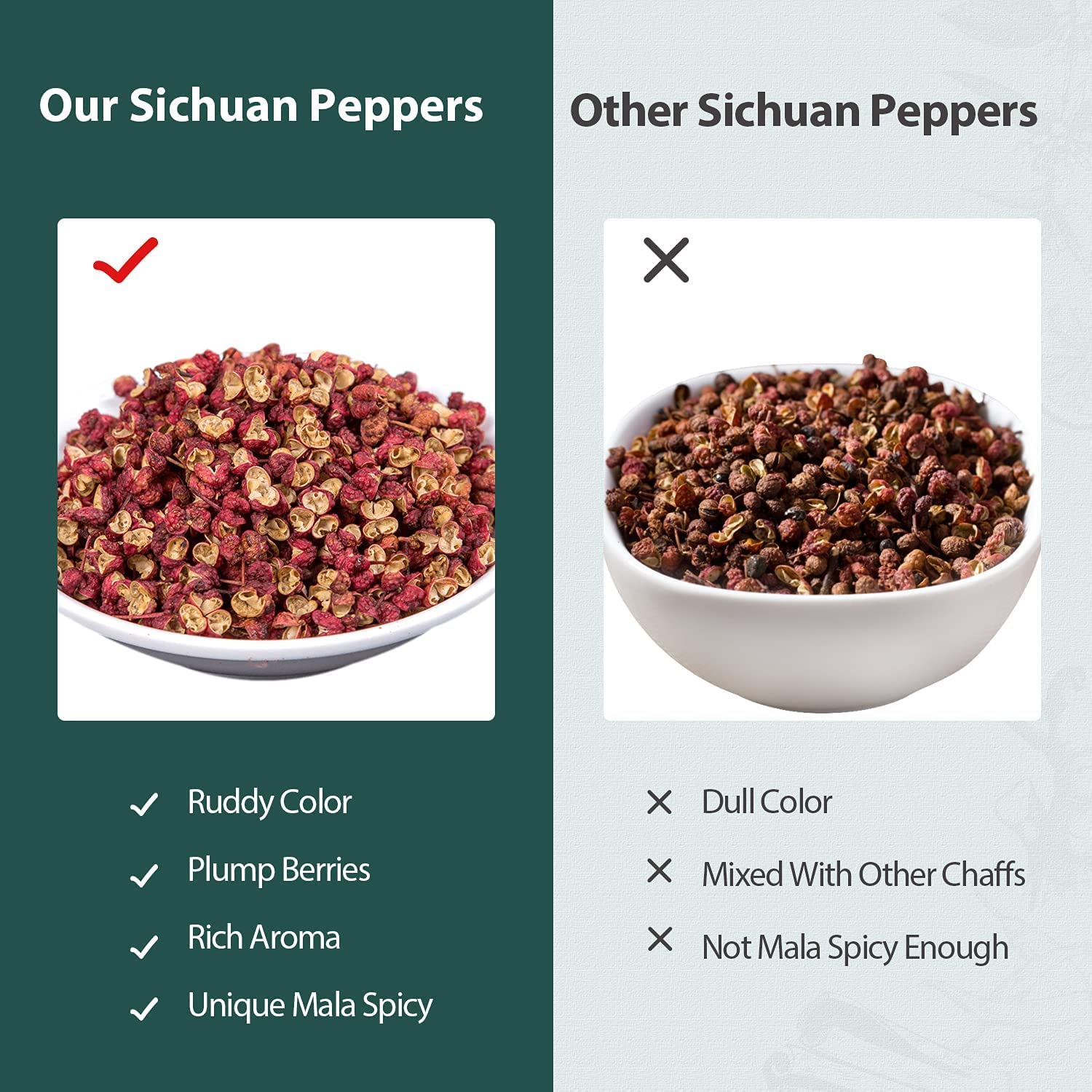 Vacuum-packed Soeos peppercorns stay fresh longer for consistent flavor.