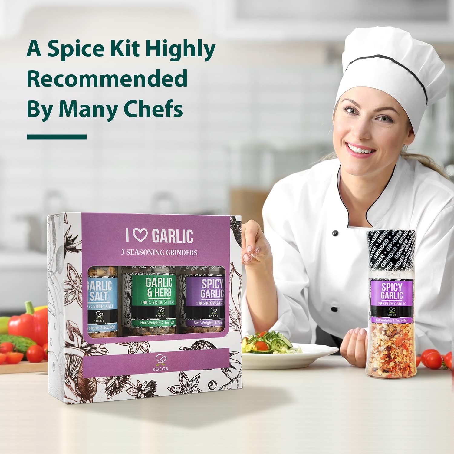 Soeos Spice Set 9 Chili Pepper bottle highlights bright, peppery flavor for salsas and rubs