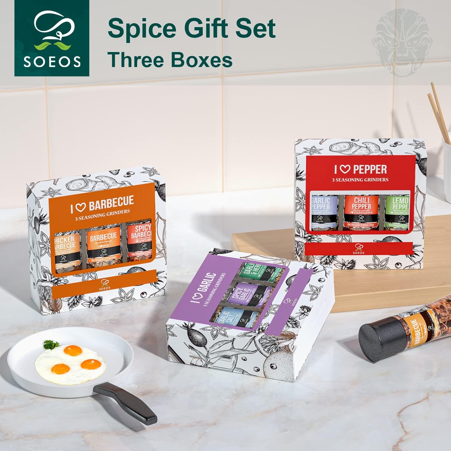 Soeos Spice Set 9 Spicy Garlic bottle adds bold aroma and warmth to dishes
