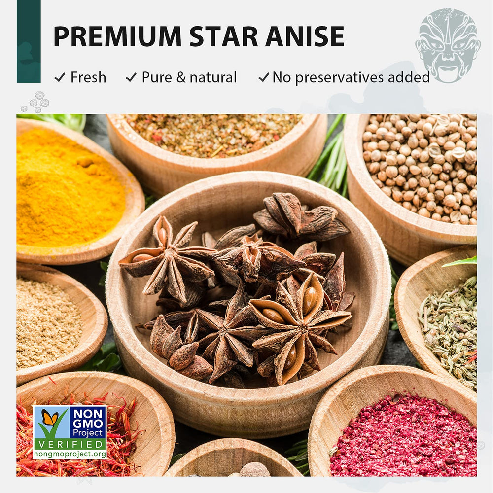 Granular view of Soeos star anise seeds suitable for grinding