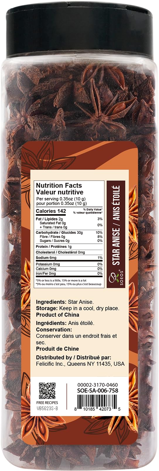 Soeos Star Anise whole pods for rich tea infusions and stews.