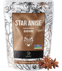 Soeos star anise whole seeds in front view highlighting premium flavor