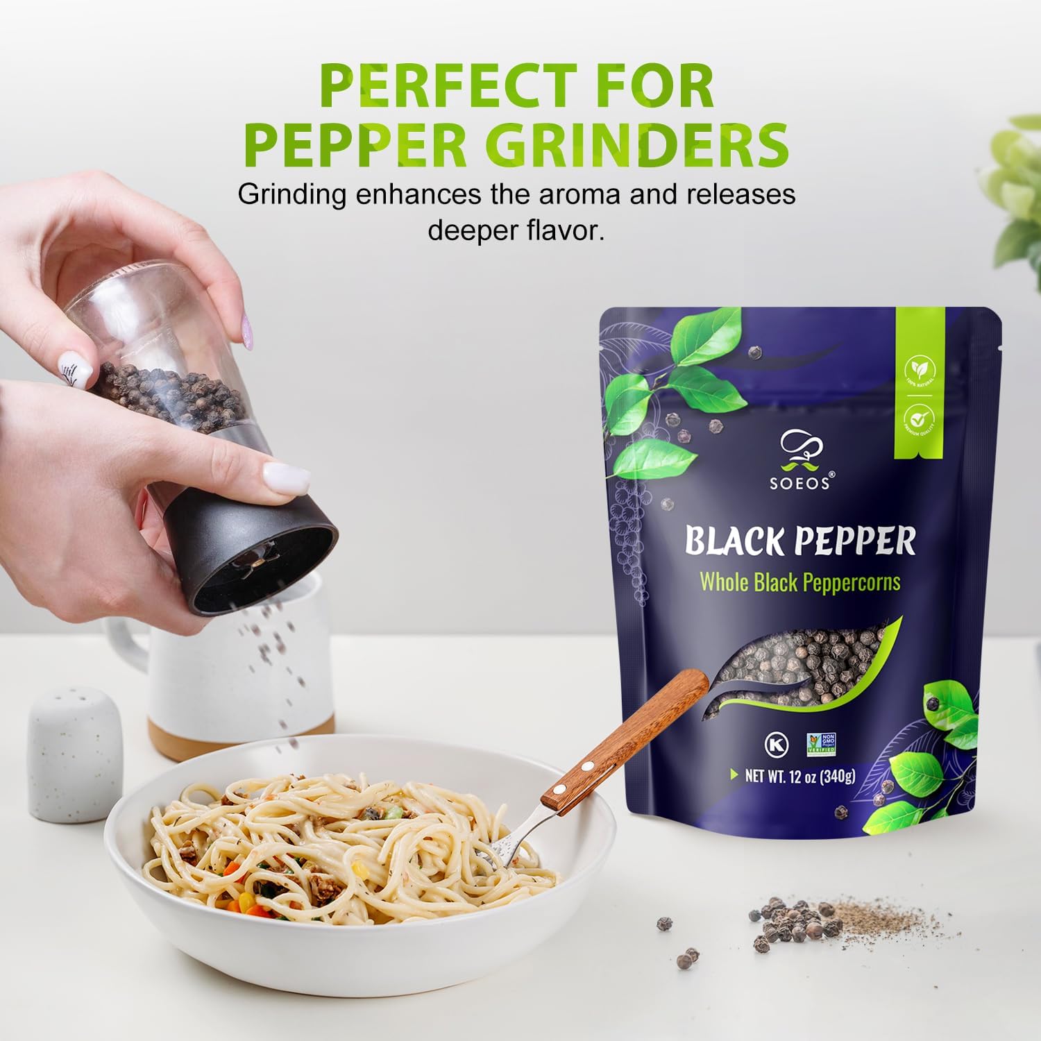 Soeos steam-sterilized peppercorns ensure consistent quality