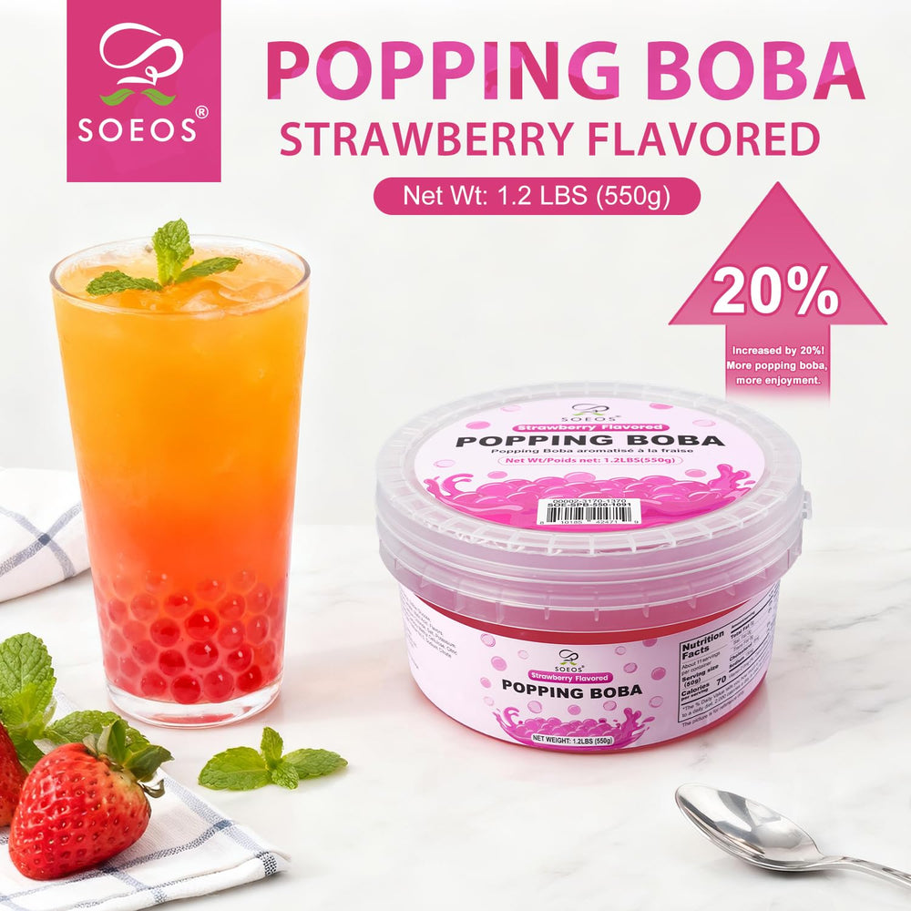 Soeos strawberry popping boba jar ready for party desserts