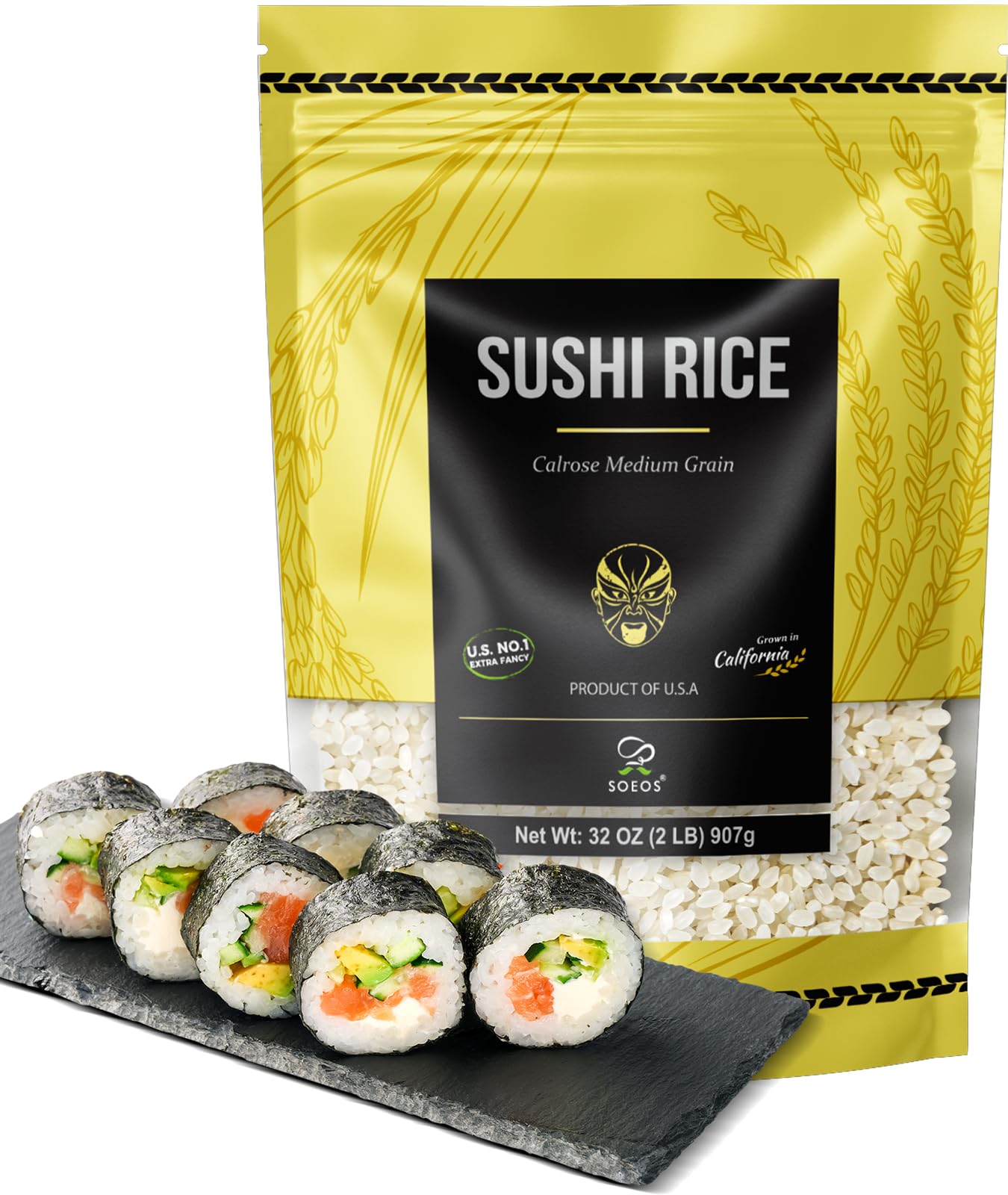Soeos Sushi Rice bag on kitchen counter, ideal for authentic sushi at home