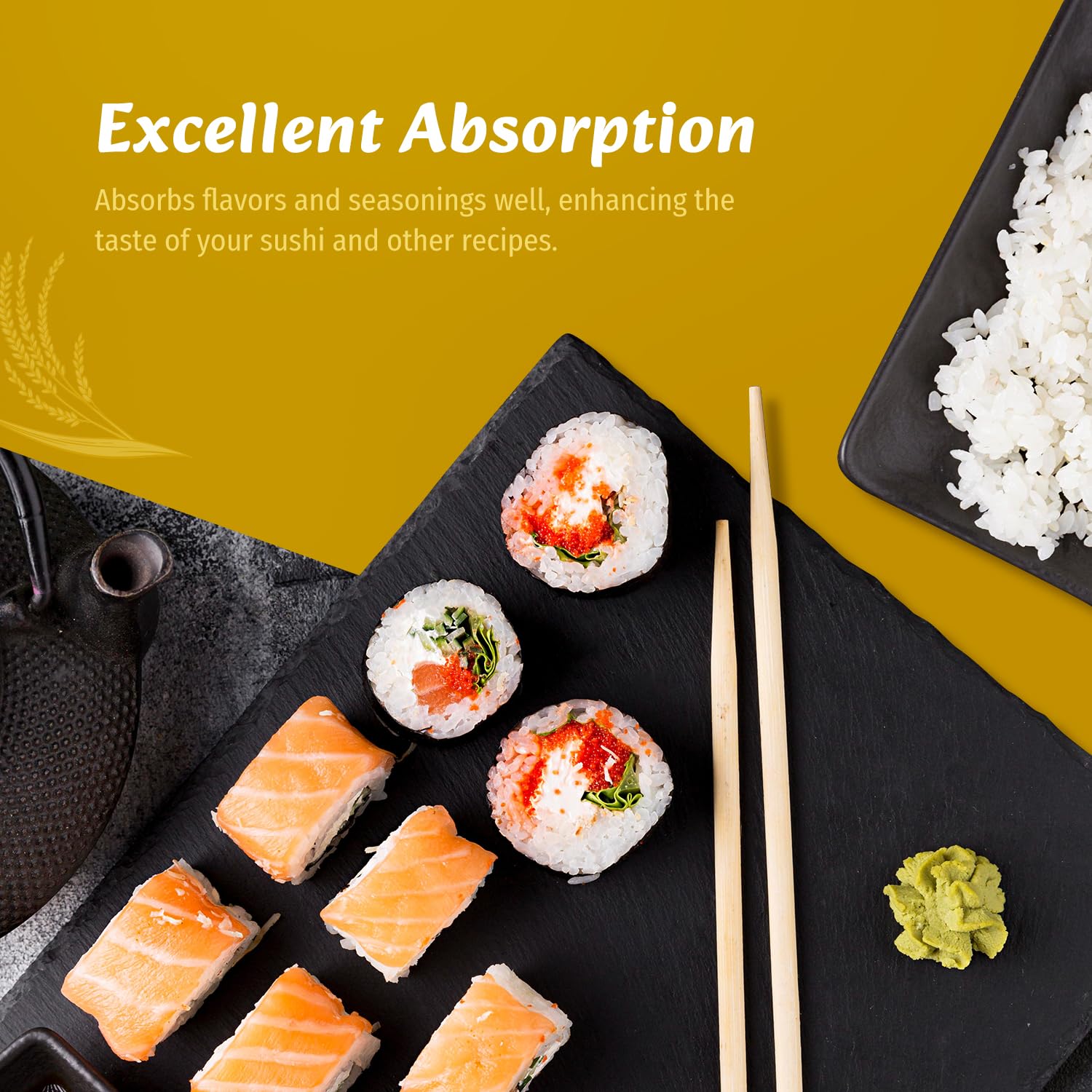 Close-up of glossy Soeos Sushi Rice grains ready to season