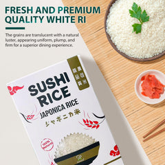 Soeos Sushi Rice in a bowl, ready to serve versatile Japanese-inspired meals.