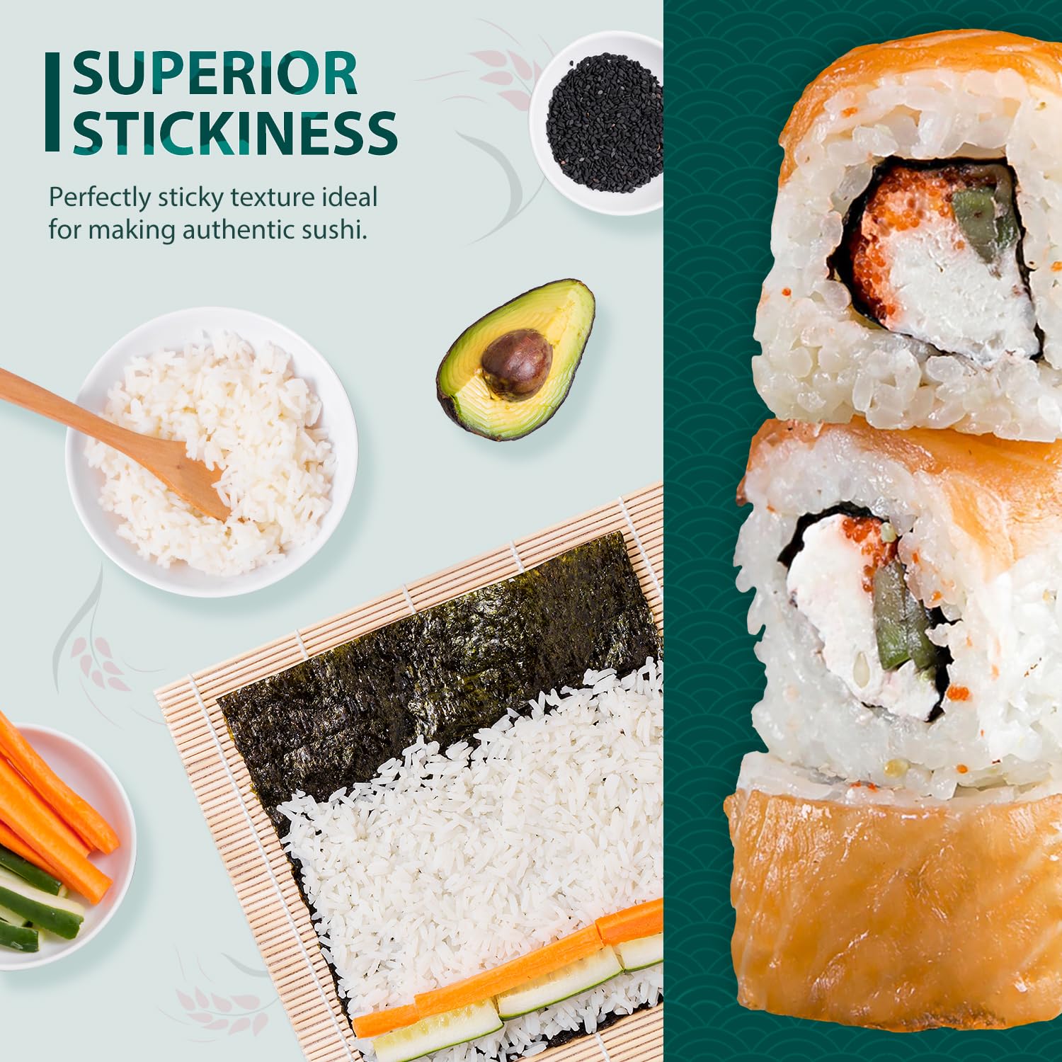 Soeos Sushi Rice mochi-dough concept illustrating smooth texture.
