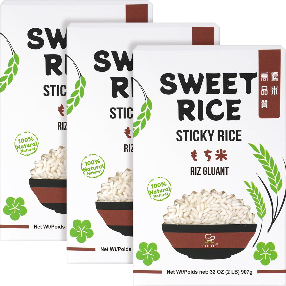 Soeos packaged sweet sticky rice bag ready for desserts and savory dishes.
