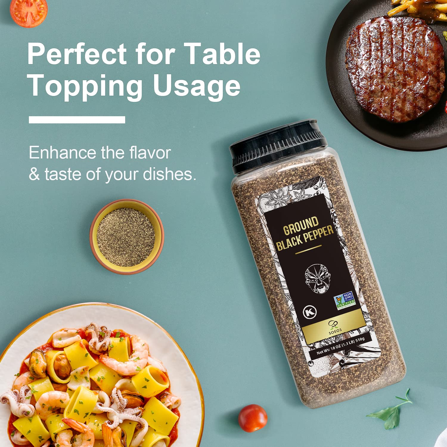 Soeos table grinder releasing aroma during cooking