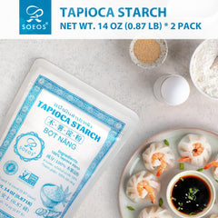 Soeos Tapioca Flour in a bowl demonstrating silky texture ideal for sauces.