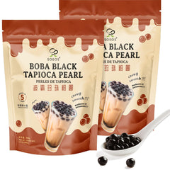 Soeos tapioca pearls 2.2 lb pack front view for bubble tea prep.