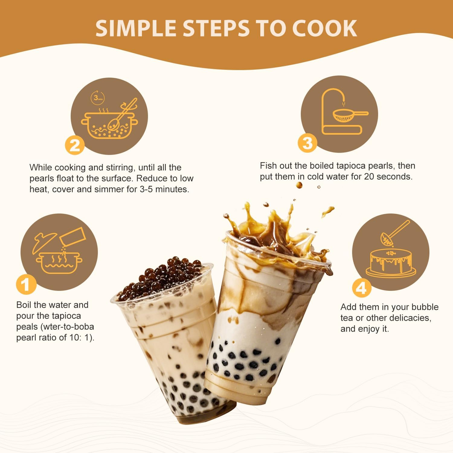Soeos Tapioca Pearls as dessert topping on ice cream