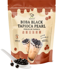 Soeos Tapioca Pearls in milk tea showing chewy texture and color