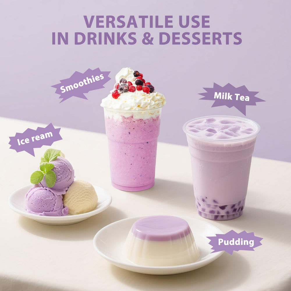 Soeos taro powder dessert idea with toppings for creativity