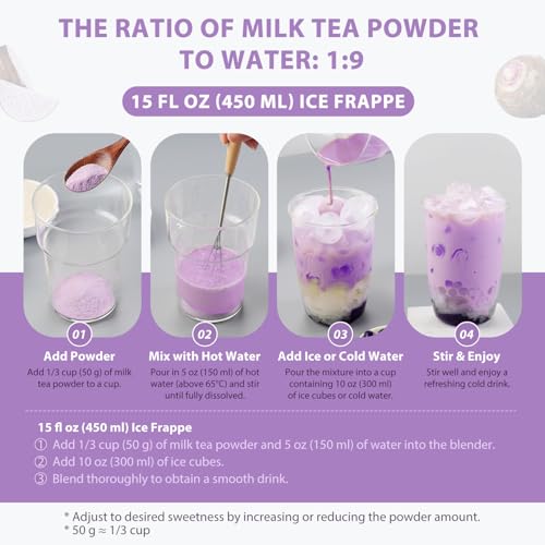 Soeos taro powder dissolving in hot water for easy mixing