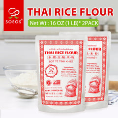 Soeos Thai Rice Flour texture highlights silky batter for breads and noodles.