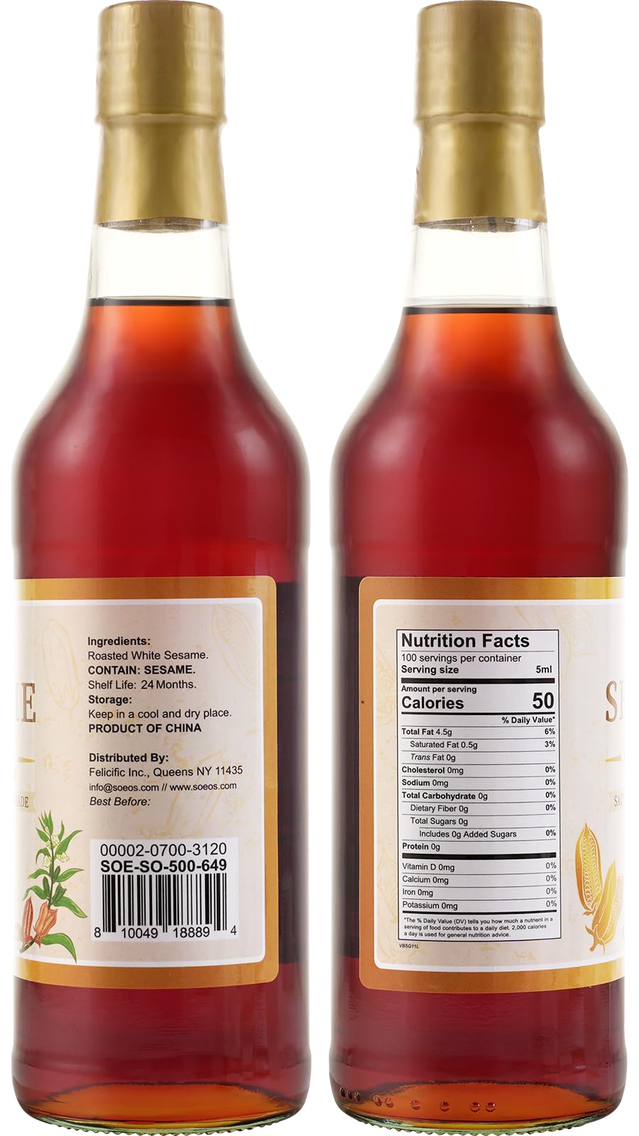 Soeos toasted sesame seeds texture highlighting premium flavor for marinades.