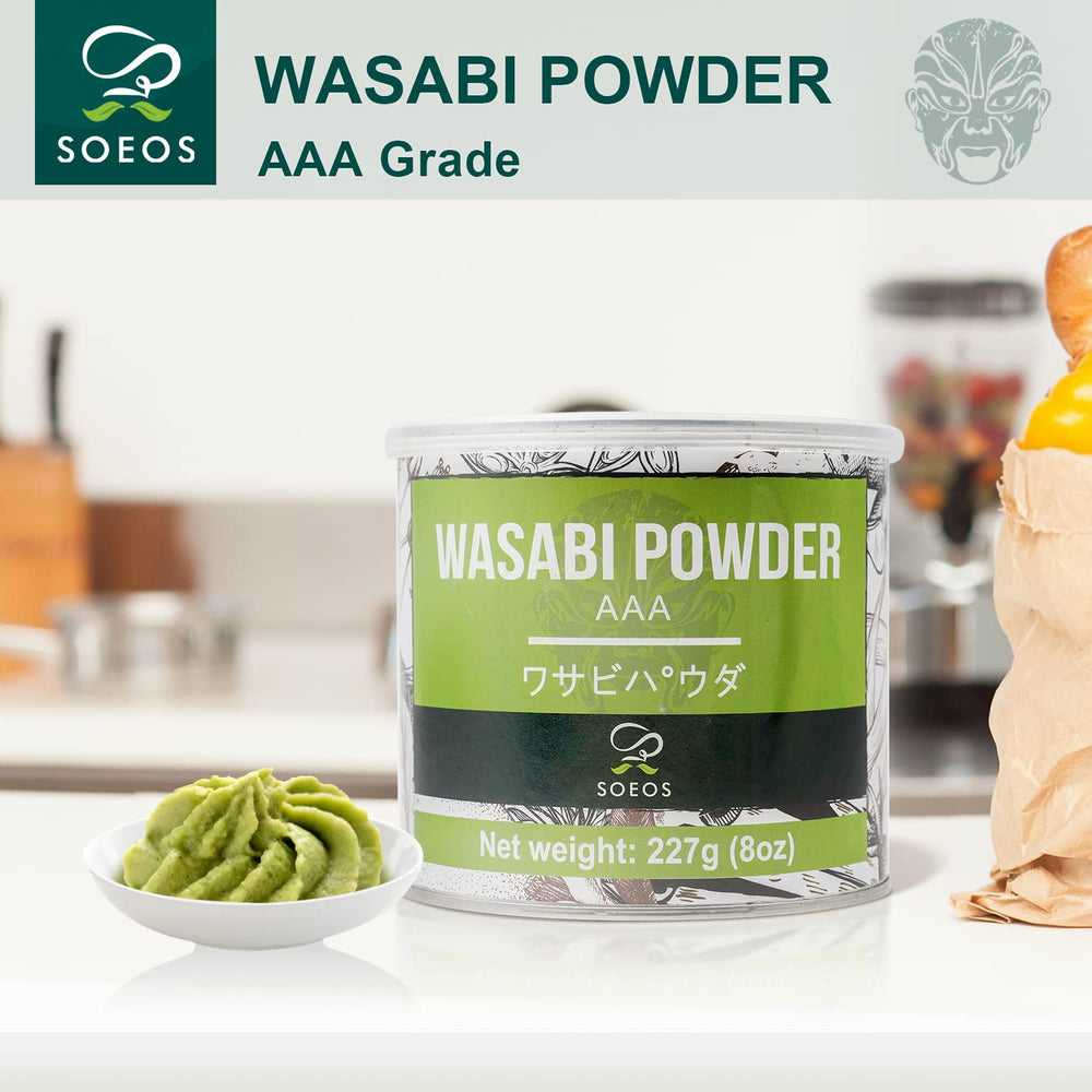 Soeos Wasabi Powder at a chef’s prep station for flavor.