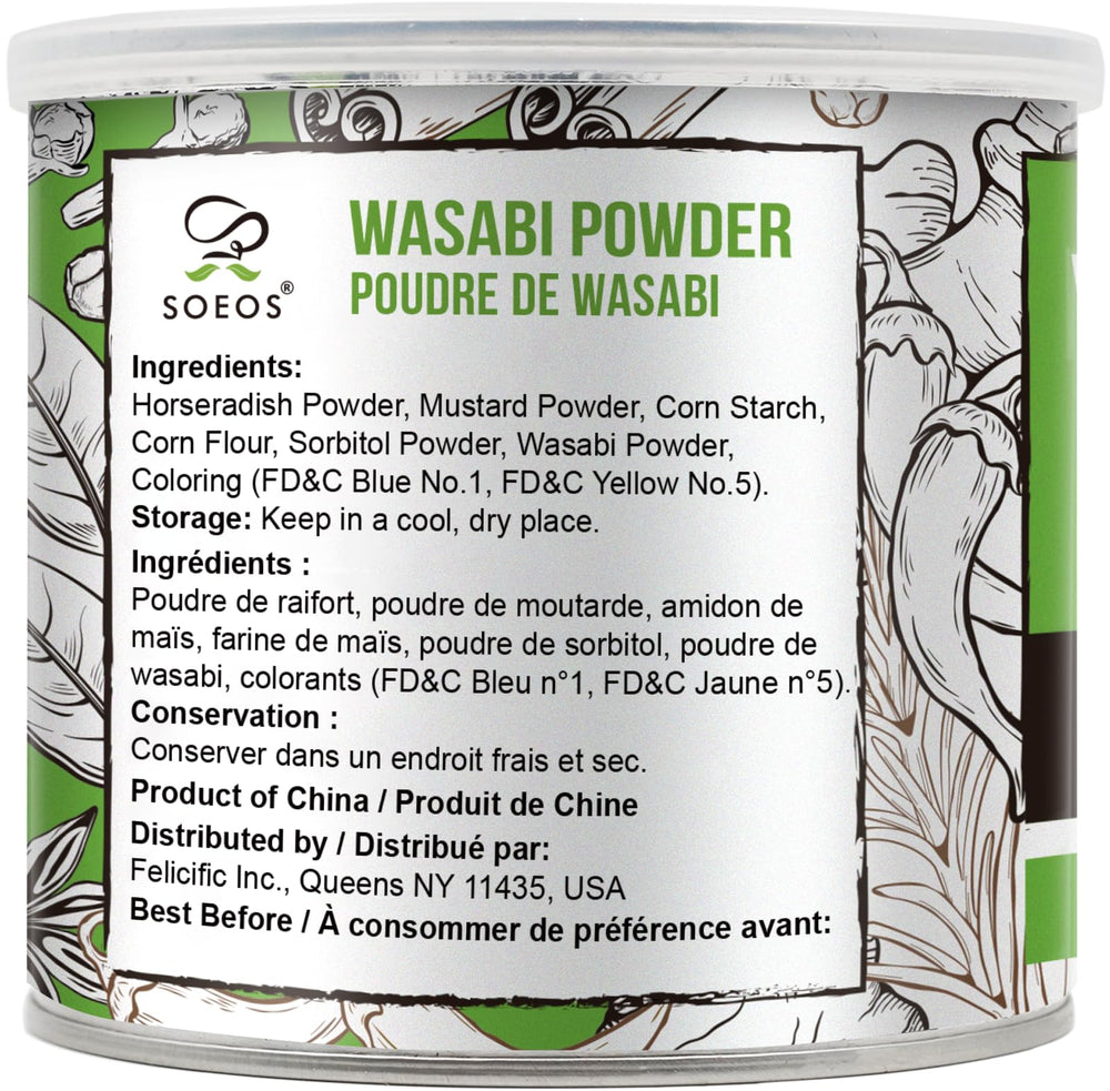 Soeos Wasabi Powder green powder texture ready for paste mix.