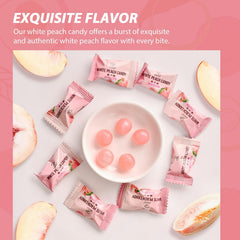 Soeos White Peach Hard Candy closeup with glossy texture and peach aroma