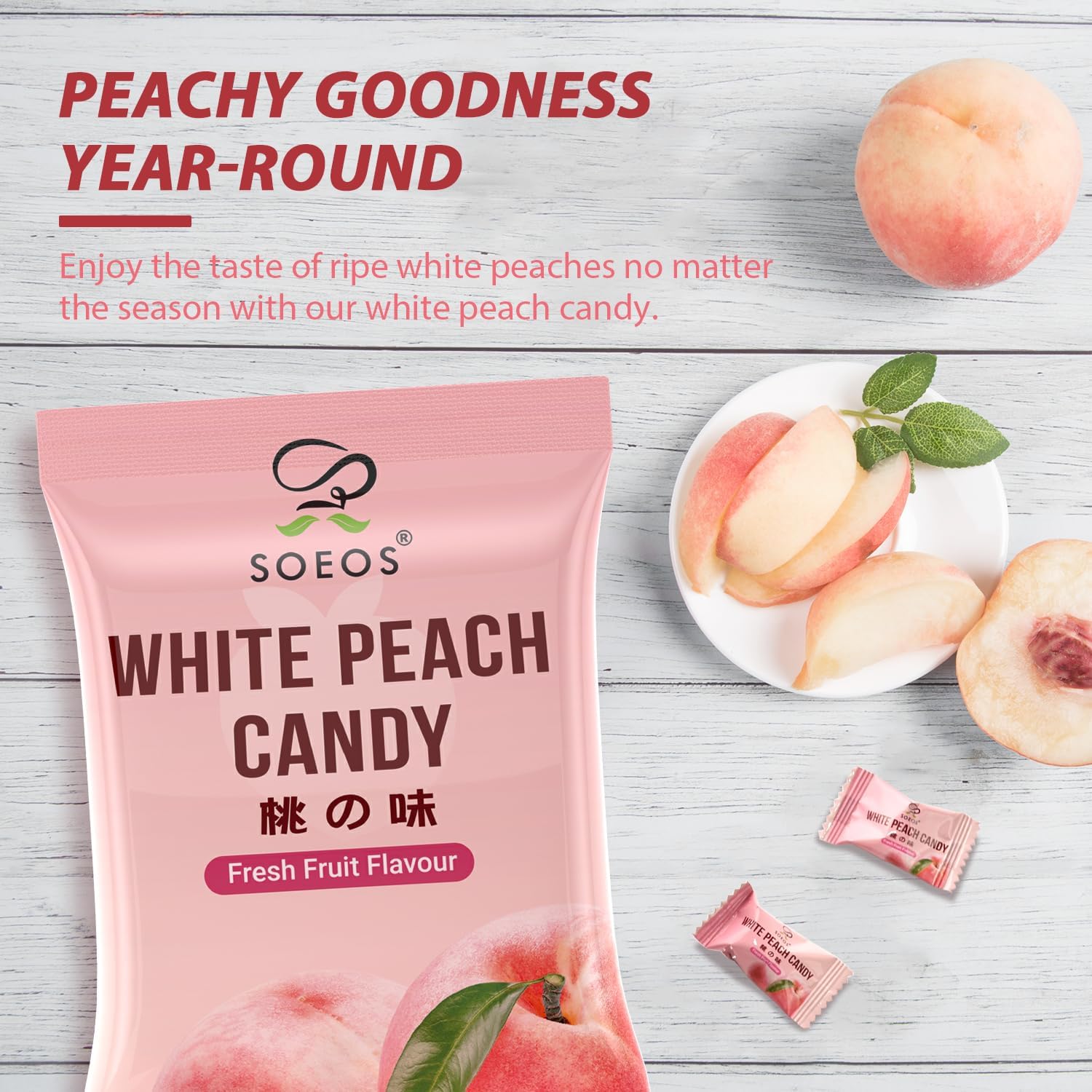 Soeos White Peach Hard Candy infusing a hot beverage with peach notes