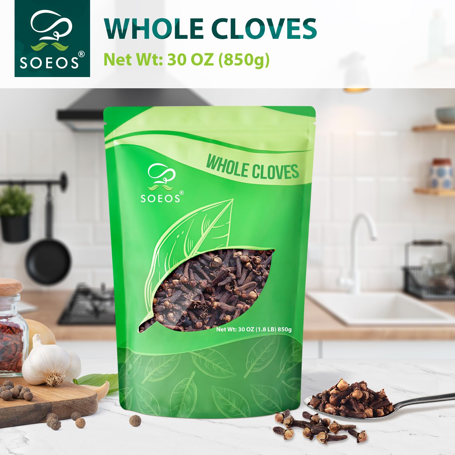 Soeos Whole Cloves in spice bag for baking and fragrance