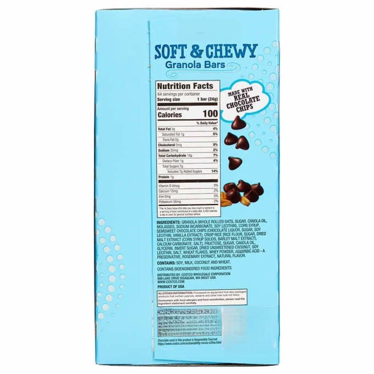 Soft & Chewy Granola Bars 64-count display perfect for bulk office or classroom snack.