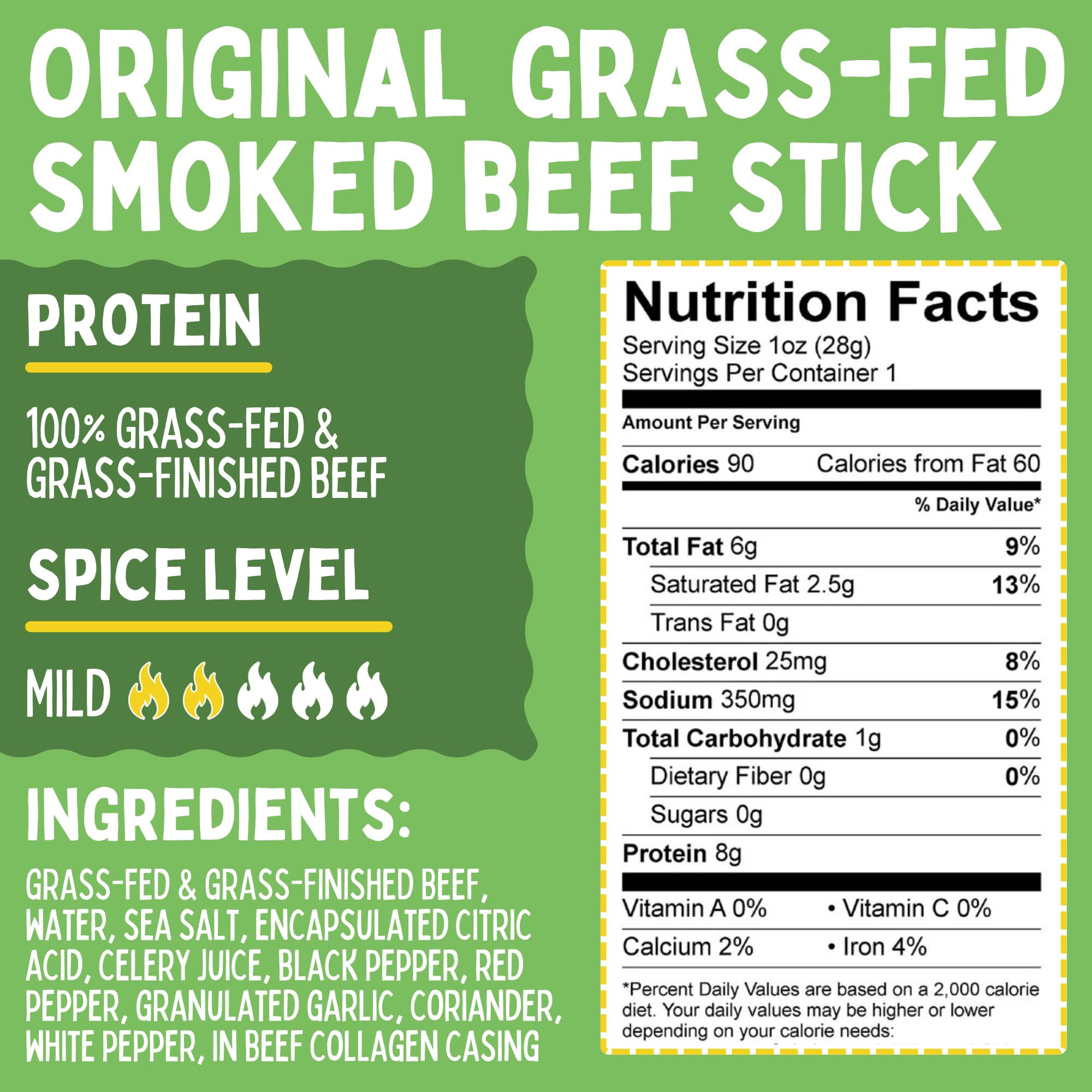 Sogo Snacks Original Beef Sticks pack-back – non-GMO and nitrate-free snack option.