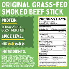 Sogo Snacks Original Beef Sticks pack-back – non-GMO and nitrate-free snack option.
