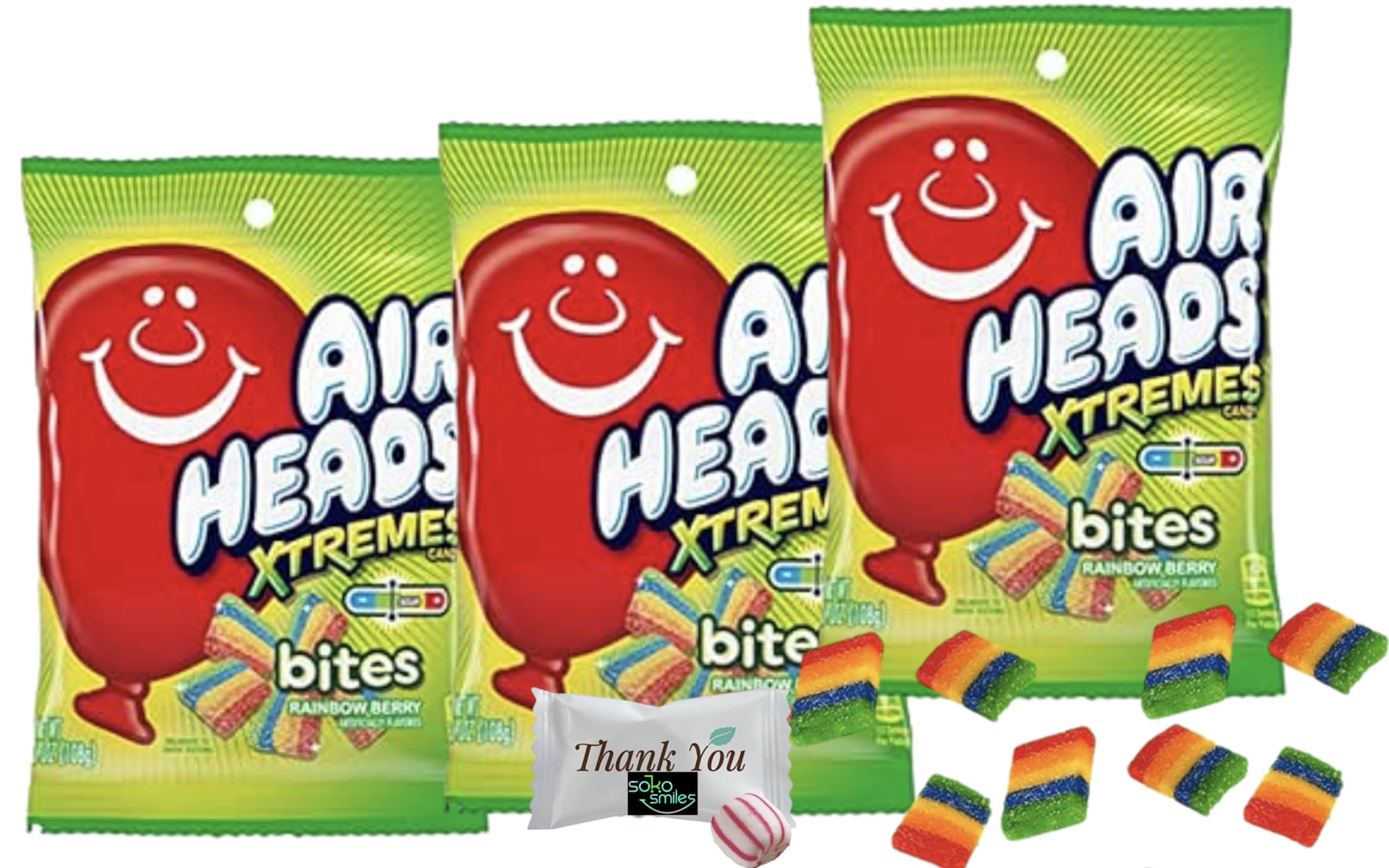 Soko Smiles Airheads Xtremes Bites bundle with three fruity bags for celebrations