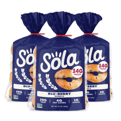 Sola Blu-Berry bagels packaging, ideal for quick keto-friendly breakfasts.