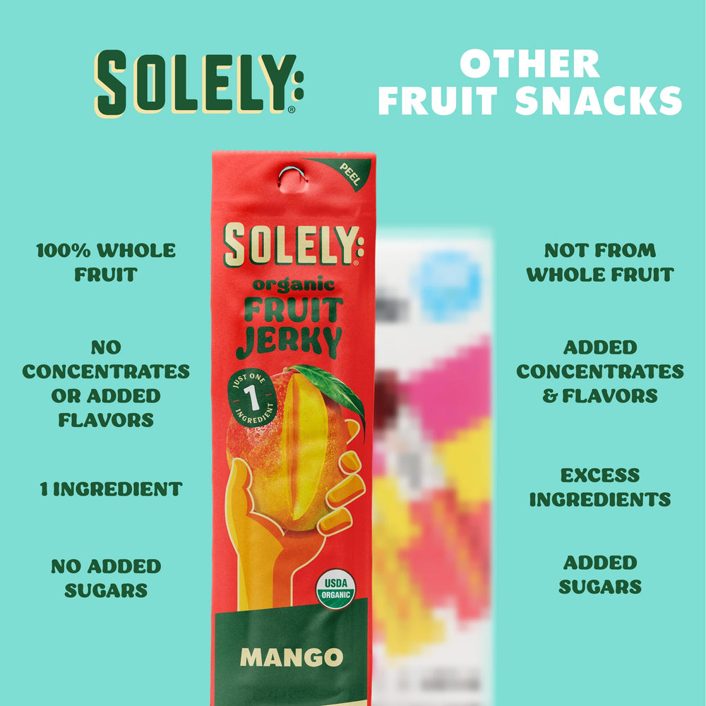 SOLELY Organic Mango Jerky being enjoyed as a quick pick-me-up during outdoor activities
