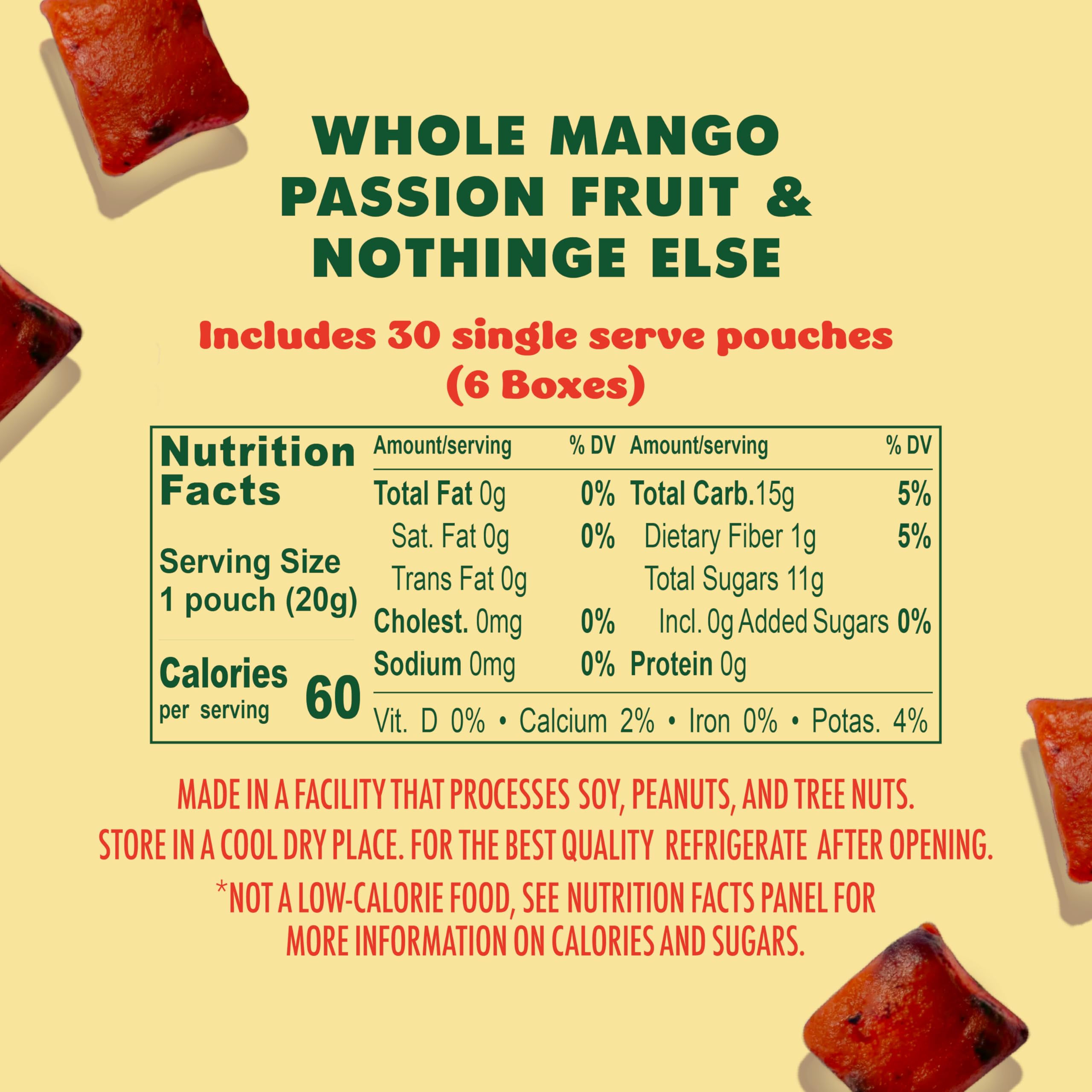Solely mango-passion gummies bag visual with five servings per box for portable snacking