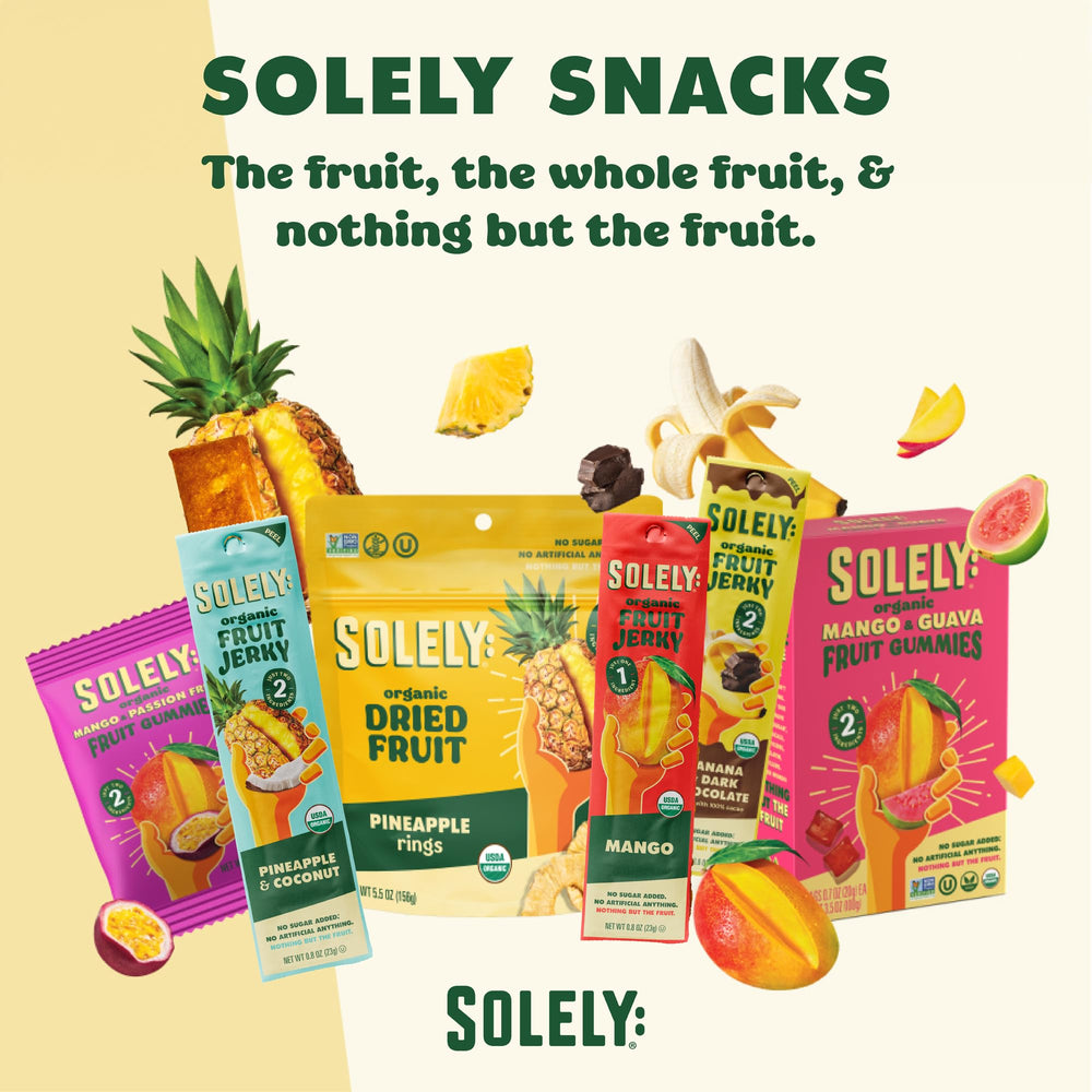 SOLELY On-the-go snack collection featuring mess-free fruit options