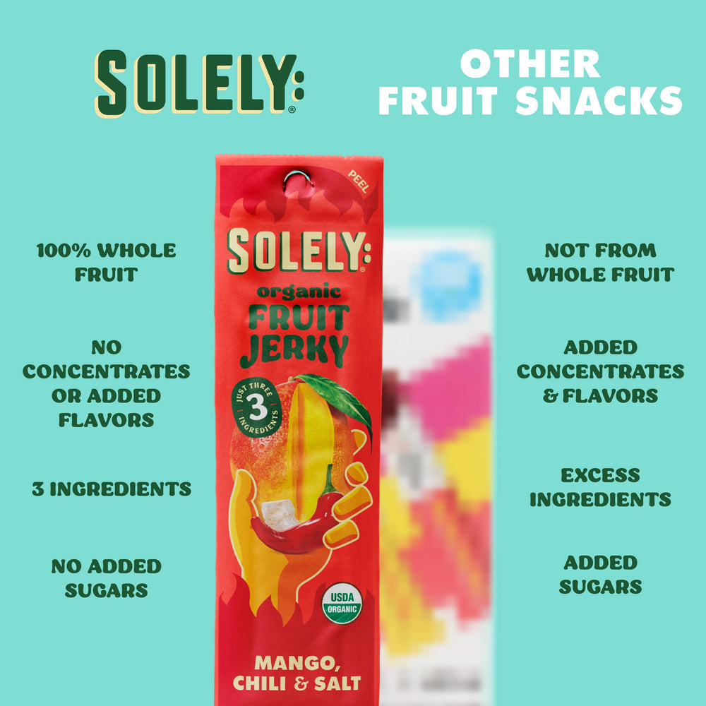 SOLELY texture close-up reveals chewy fruit leather with bright color