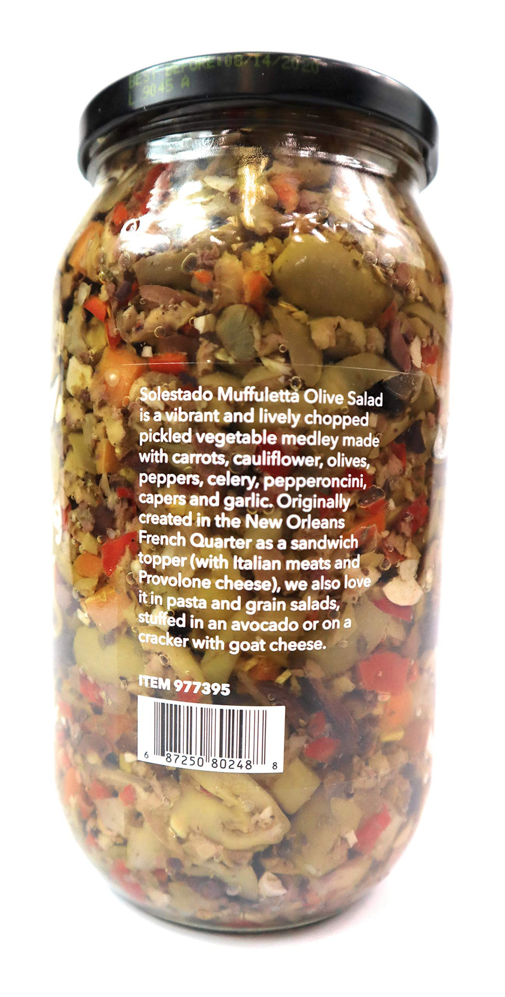 Solestado Muffuletta Olive Salad ingredients shot for ready-to-use meals.