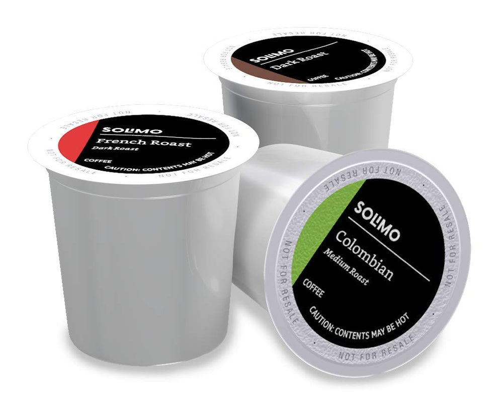 Solimo Colombian pods on display offering balanced flavor with a floral aroma.